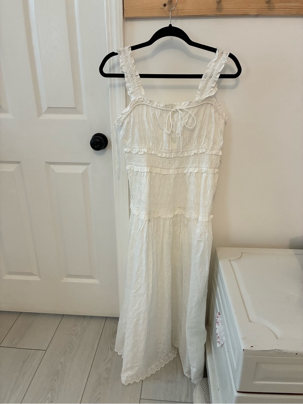 Gap x Doen White Eyelet Maxi Dress with Ruffled Straps